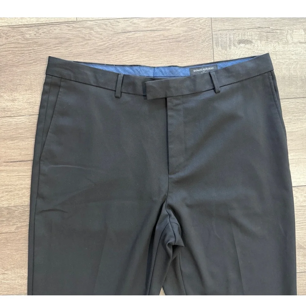 Banana Republic Slim Fit Dress Pants Black Mens 36x32‎ Flat Front Slacks